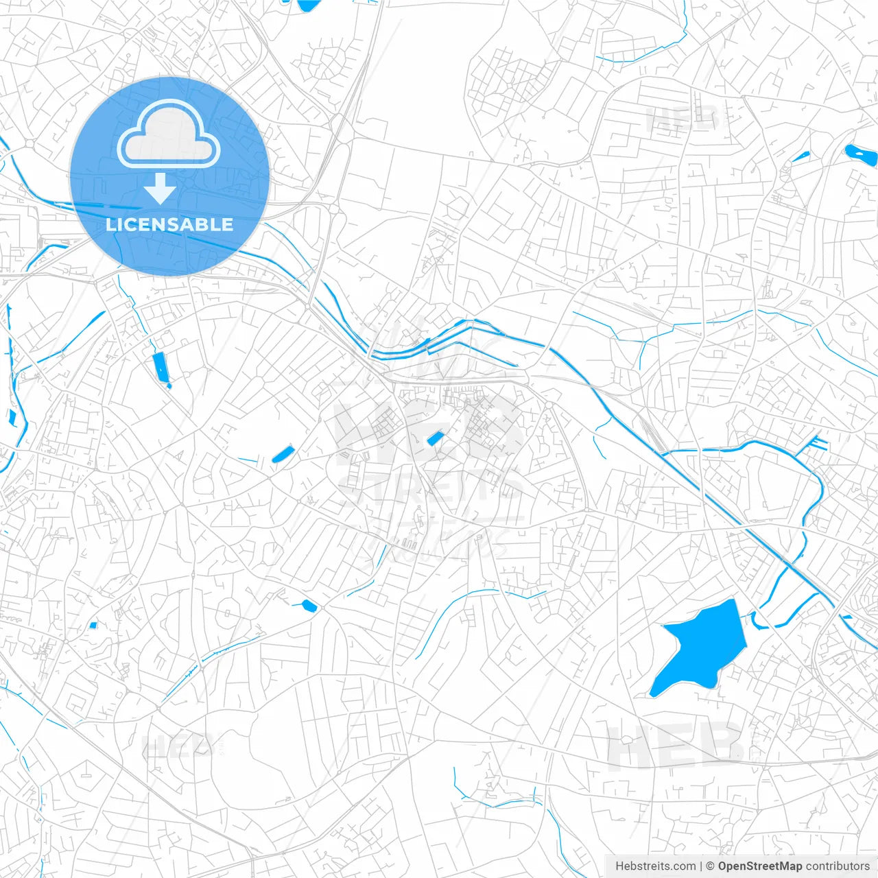 Smethwick, England bright two-toned vector map