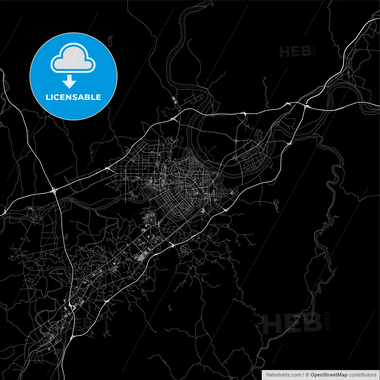 Area map of Ganzhou, China, Province Jiangxi