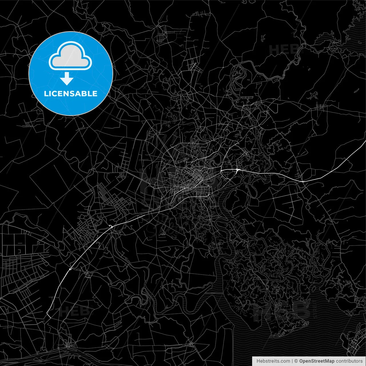 Dark area map of Ho Chi Minh City, Vietnam