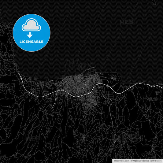 Dark area map of Heraklion, Greece