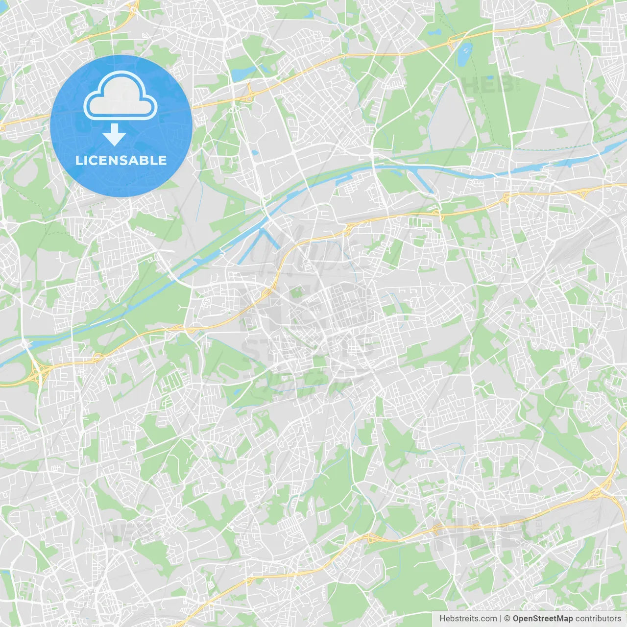 Gelsenkirchen, Germany printable street map