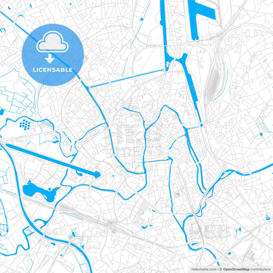 Ghent , Belgium bright two-toned vector map