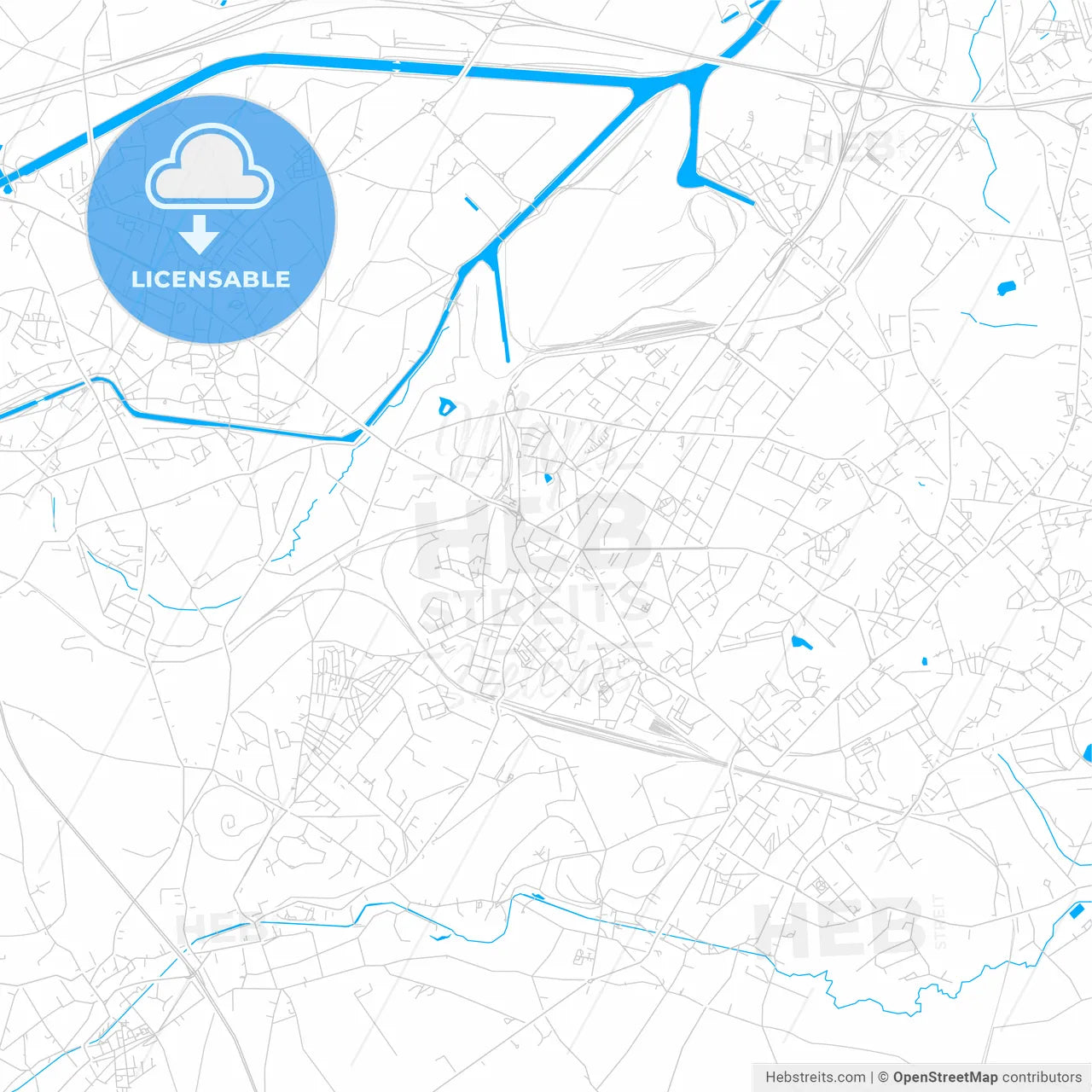 La Louvière, Belgium bright two-toned vector map