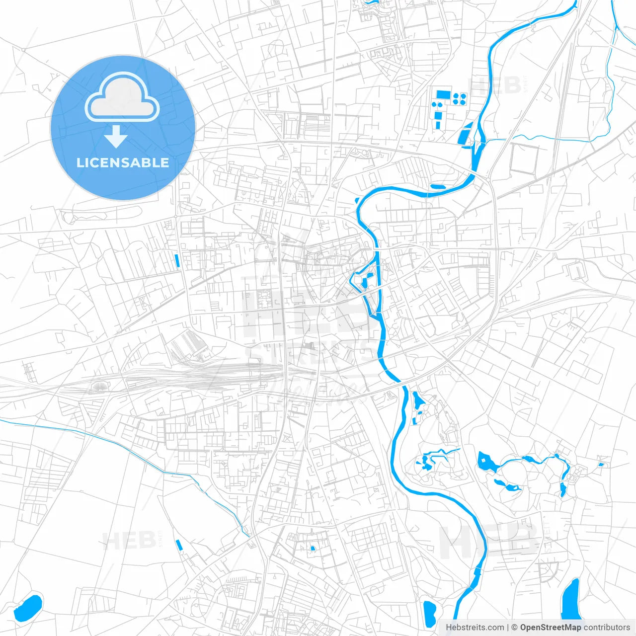 Cottbus, Germany bright two-toned vector map