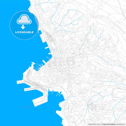 Trieste, Italy bright two-toned vector map
