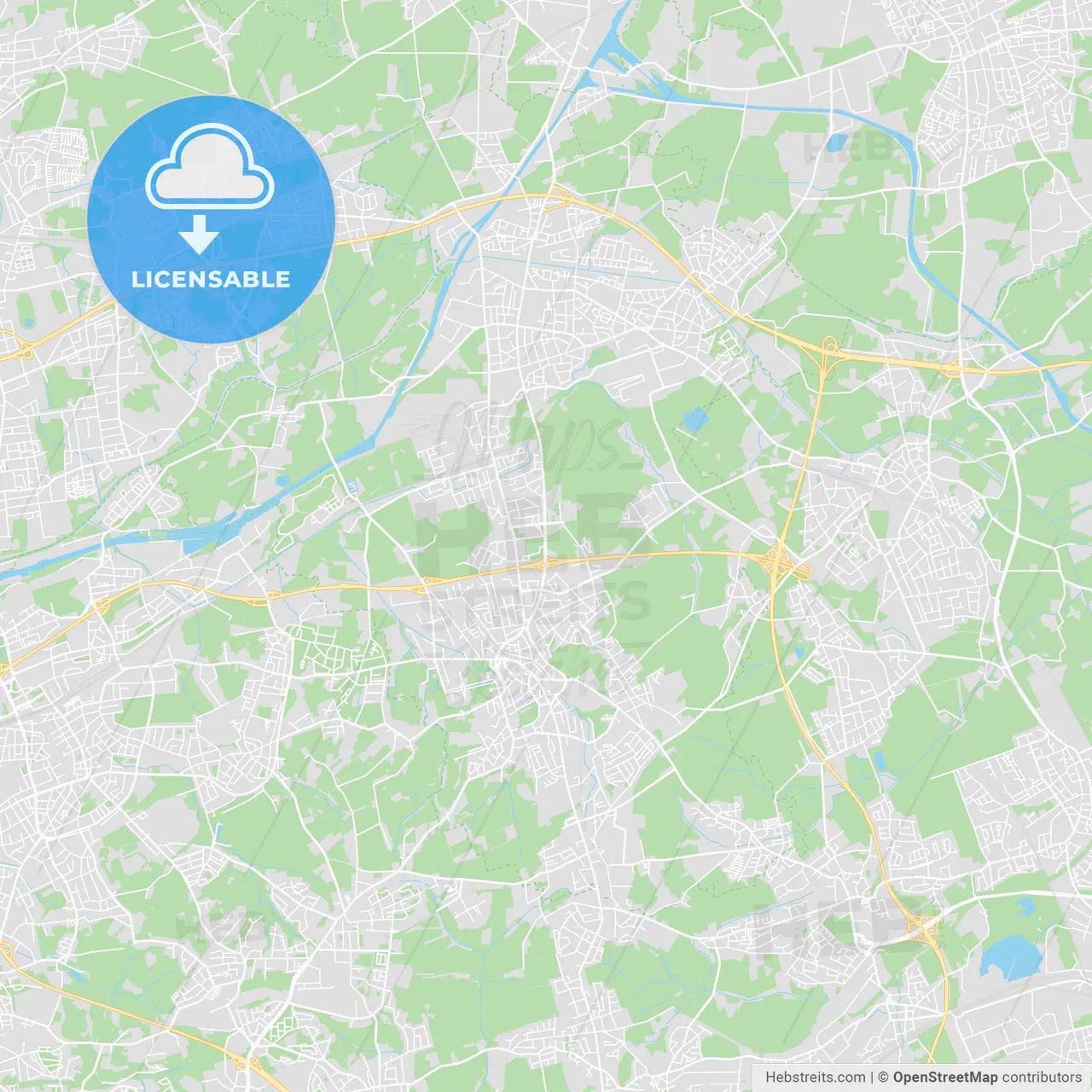 Castrop-Rauxel, Germany printable street map