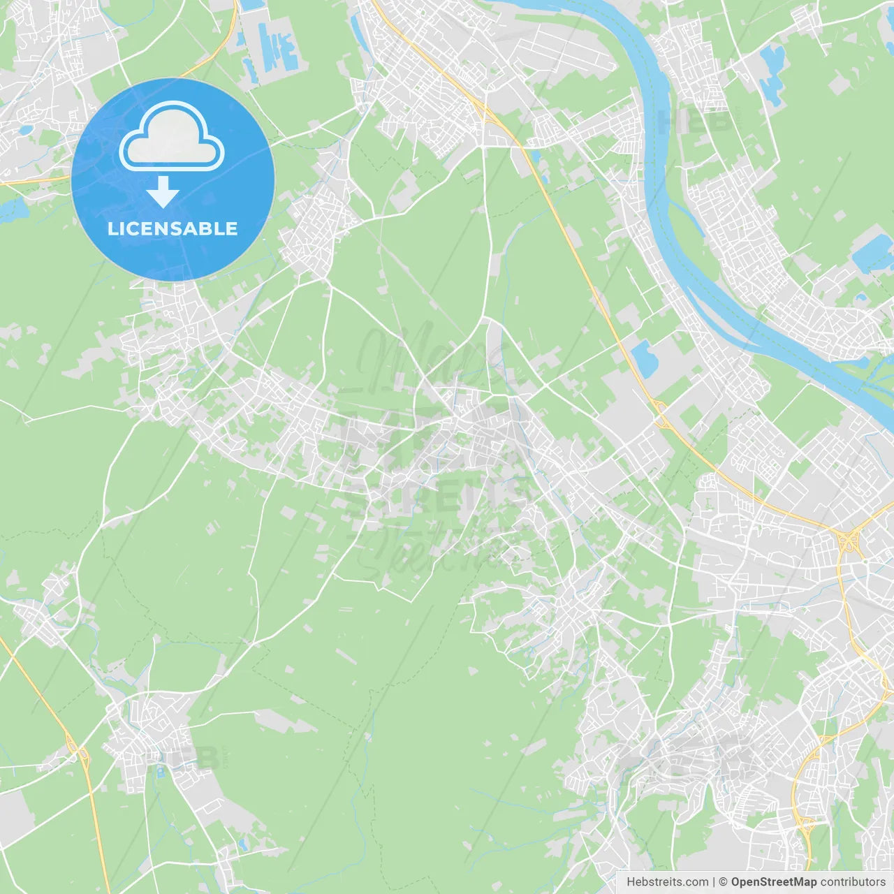 Bornheim, Germany printable street map