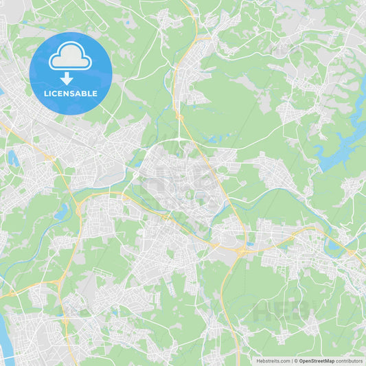 Siegburg, Germany printable street map