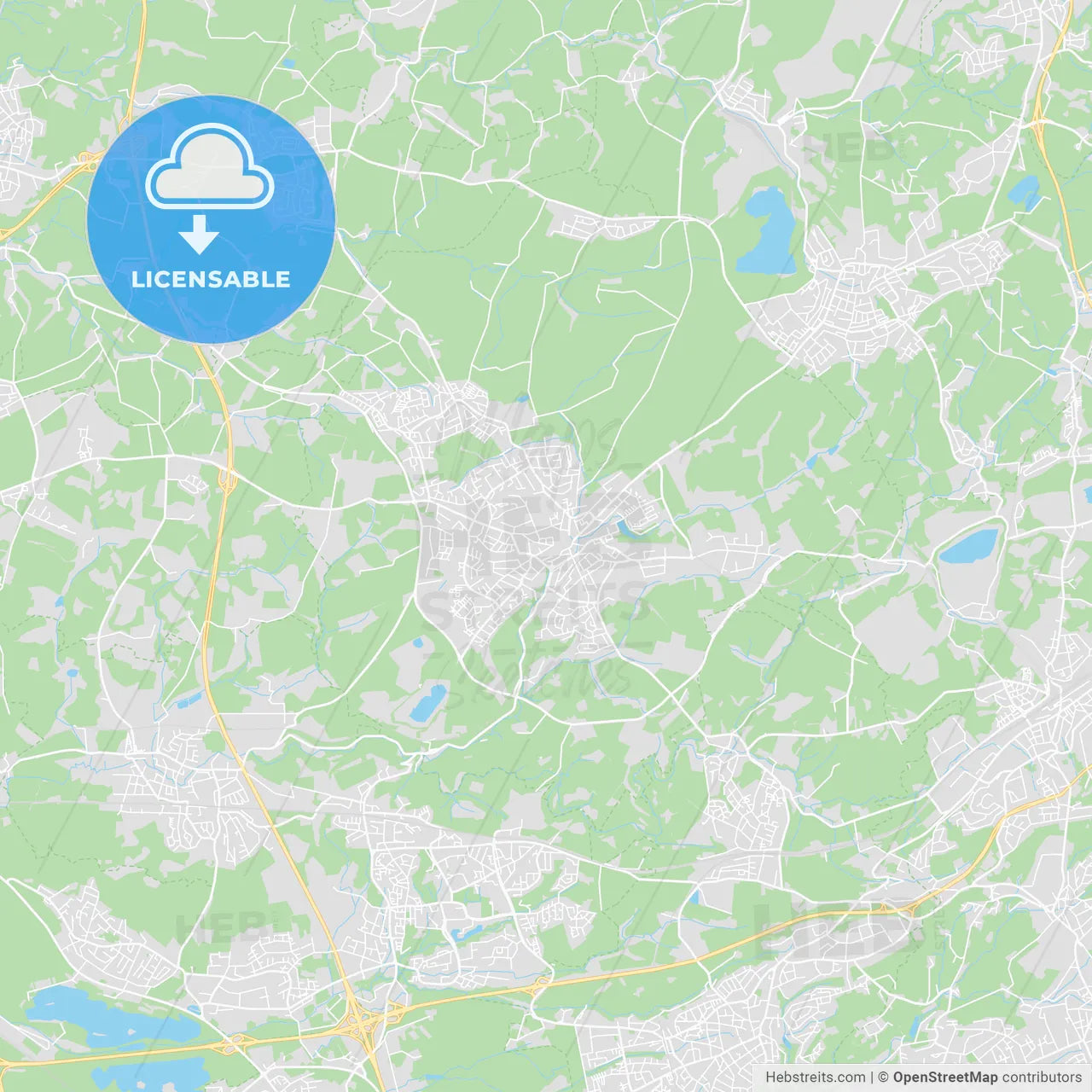 Mettmann, Germany printable street map