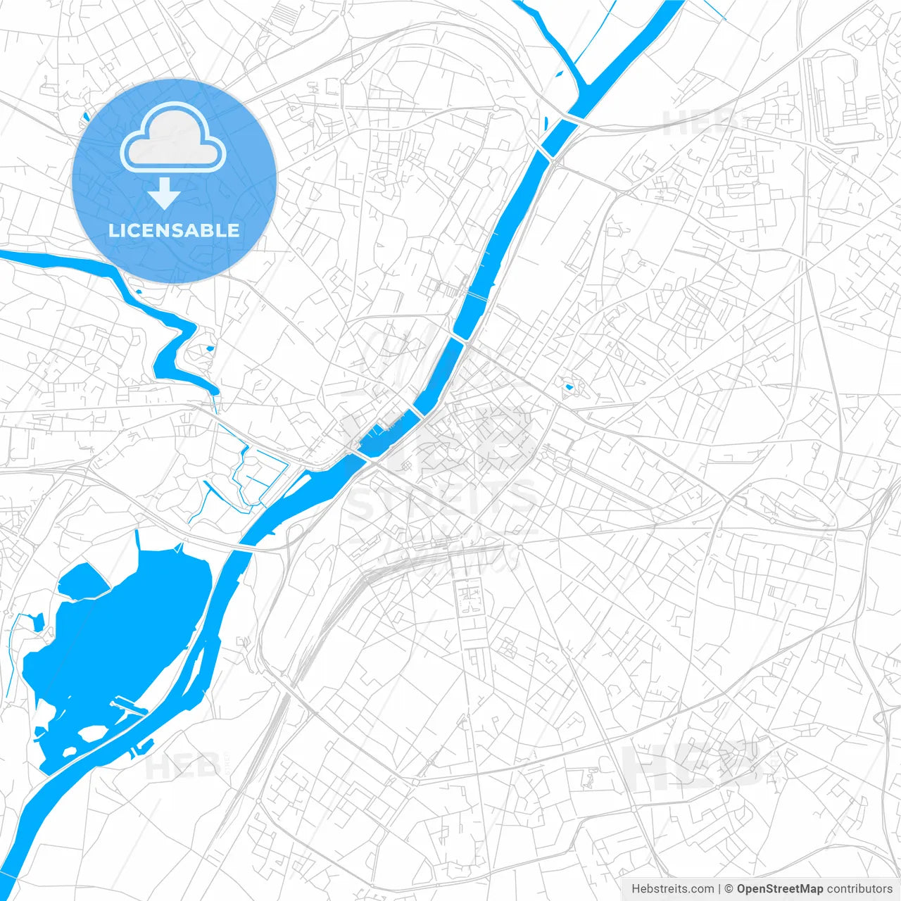 Angers, France bright two-toned vector map