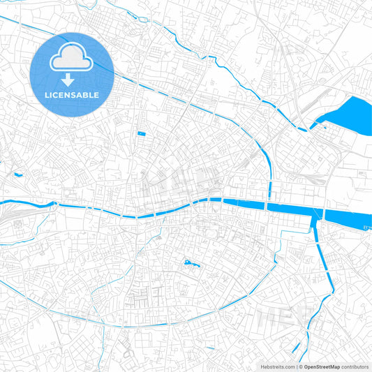 Dublin, Ireland bright two-toned vector map