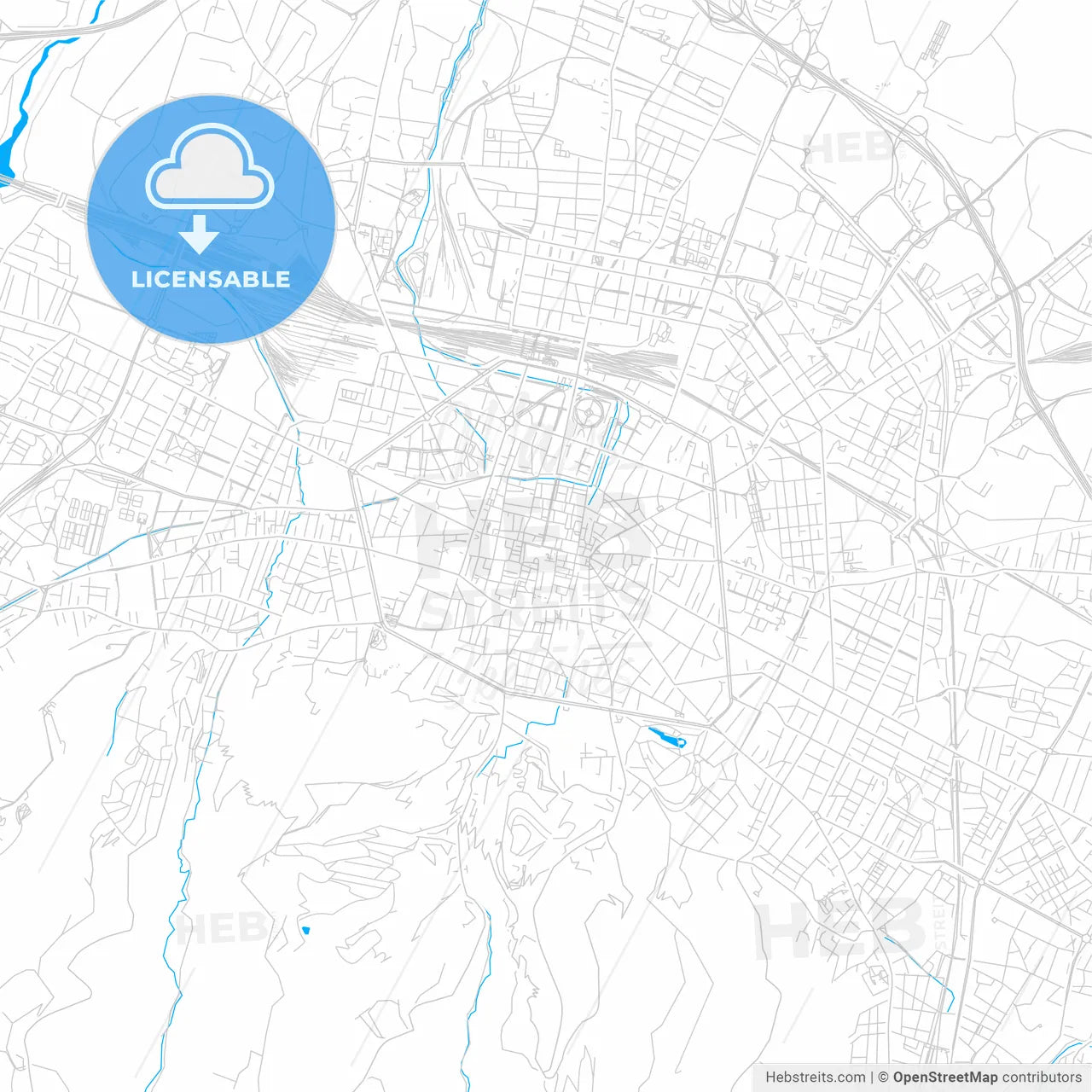 Bologna, Italy bright two-toned vector map