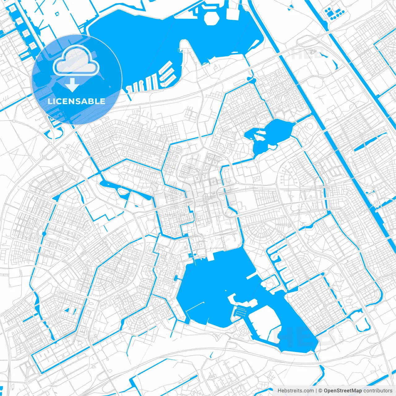 Almere, Netherlands bright two-toned vector map