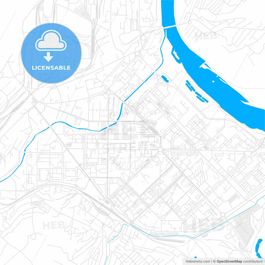 Novokuznetsk, Russia bright two-toned vector map