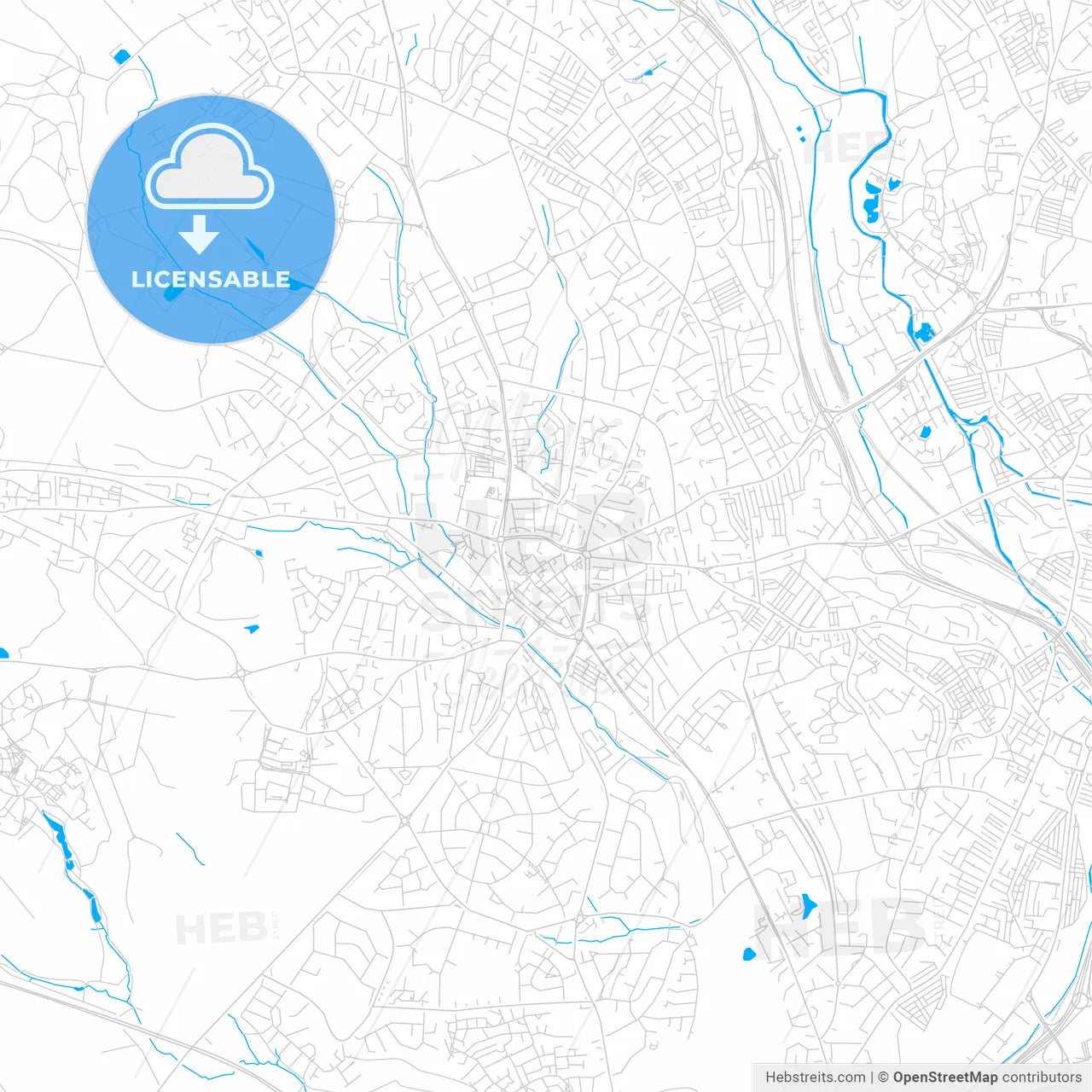 Newcastle-under-Lyme, England bright two-toned vector map