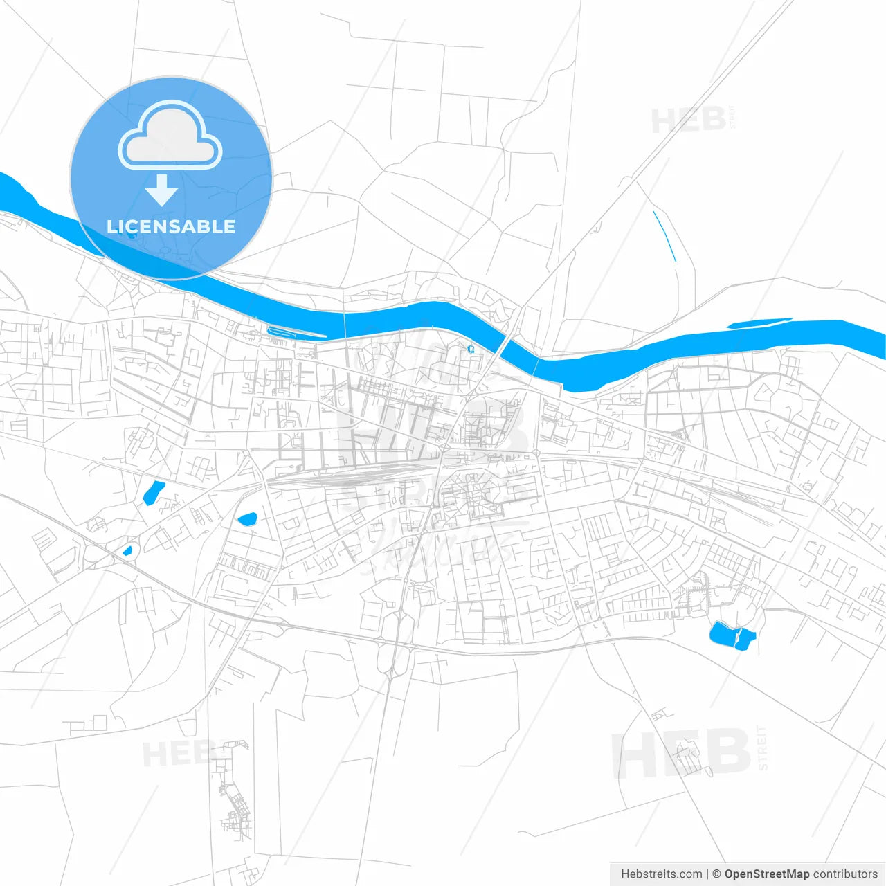 Osijek , Croatia bright two-toned vector map