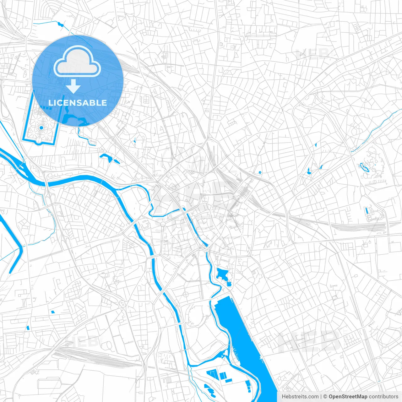 Hannover, Germany bright two-toned vector map