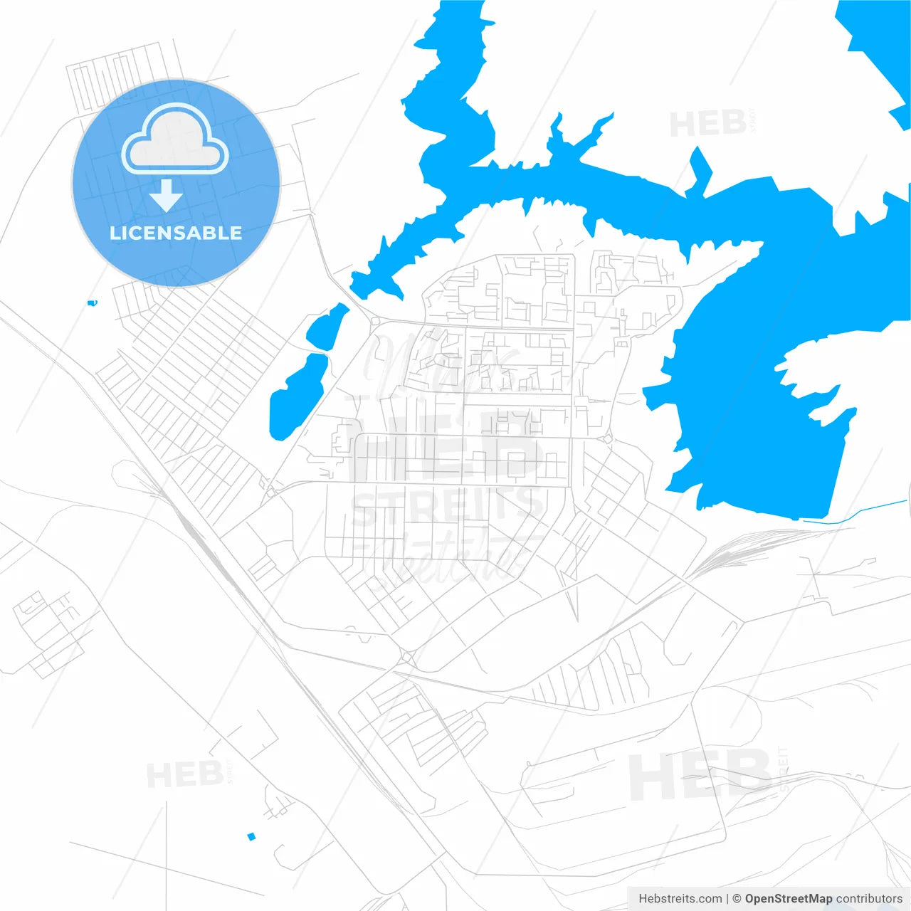 Zhezkazgan, Kazakhstan bright two-toned vector map