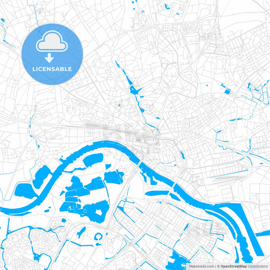 Arnhem, Netherlands bright two-toned vector map