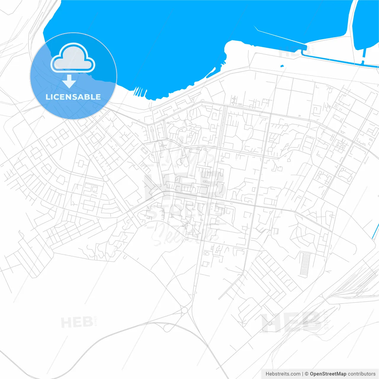 Temirtau, Kazakhstan bright two-toned vector map