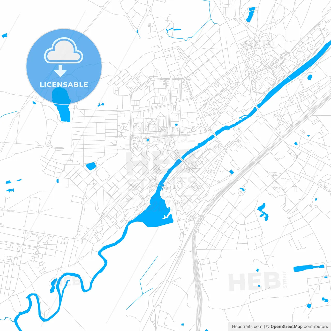 Orekhovo-Zuyevo, Russia bright two-toned vector map