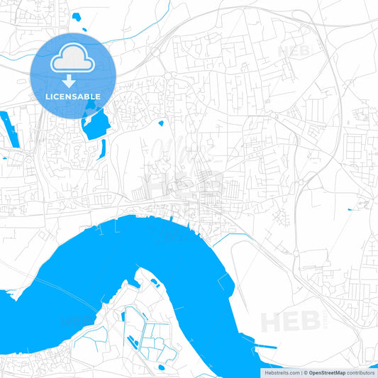 Grays, England bright two-toned vector map