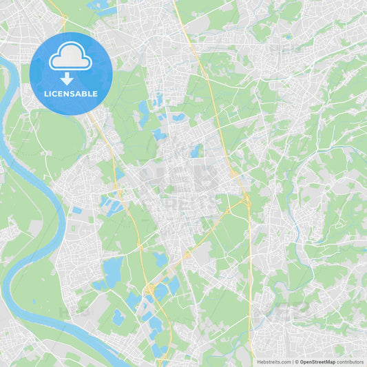 Langenfeld (Rheinland), Germany printable street map