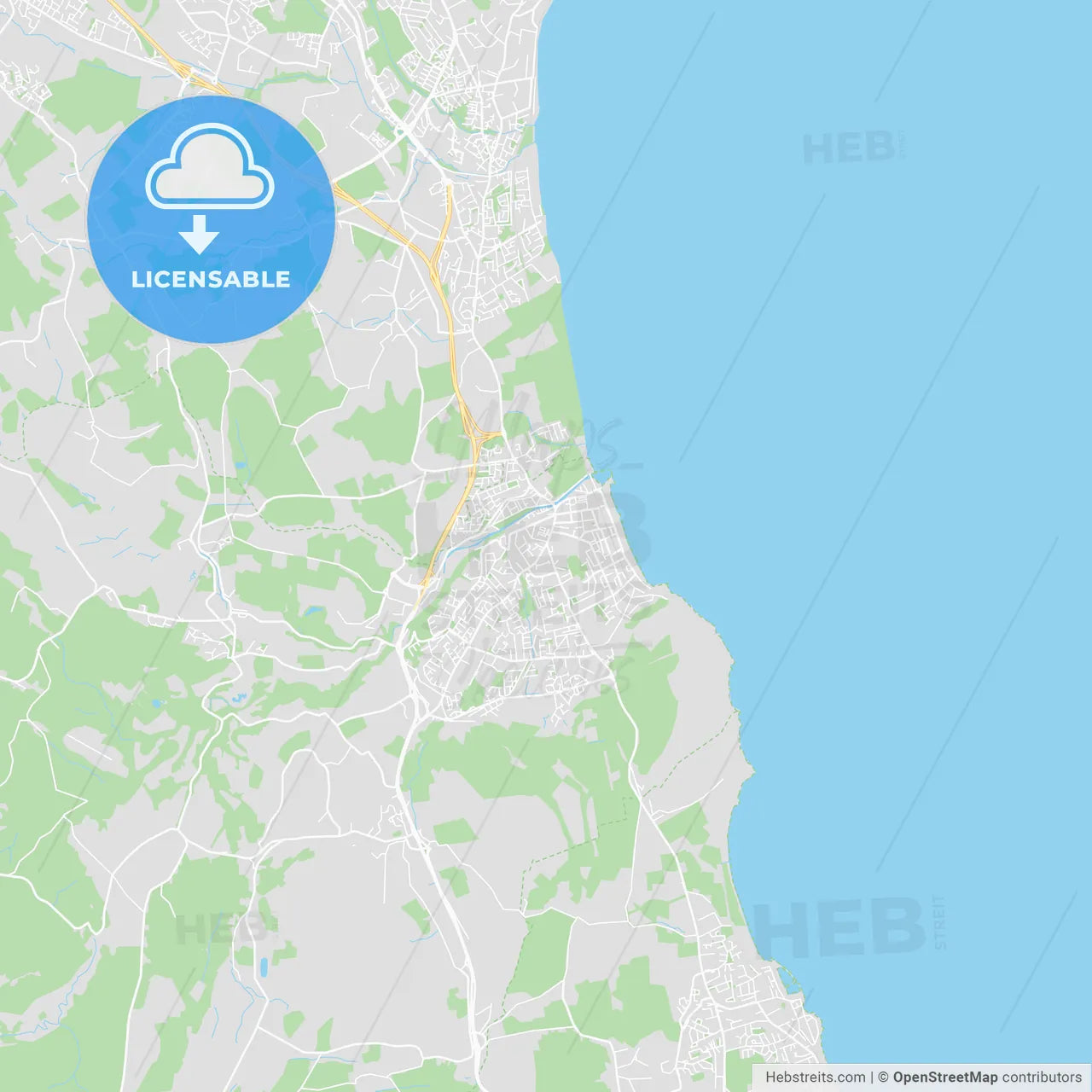 Bray, Ireland printable street map