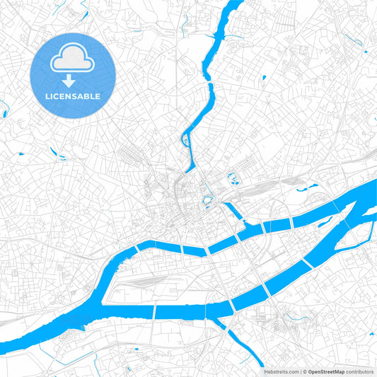 Nantes, France bright two-toned vector map