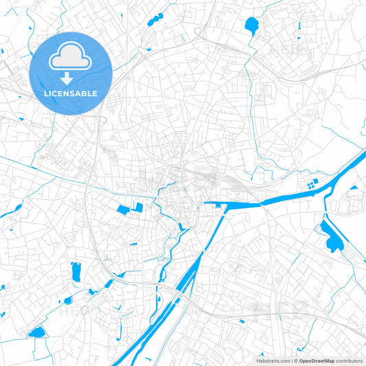 Oldenburg, Germany bright two-toned vector map
