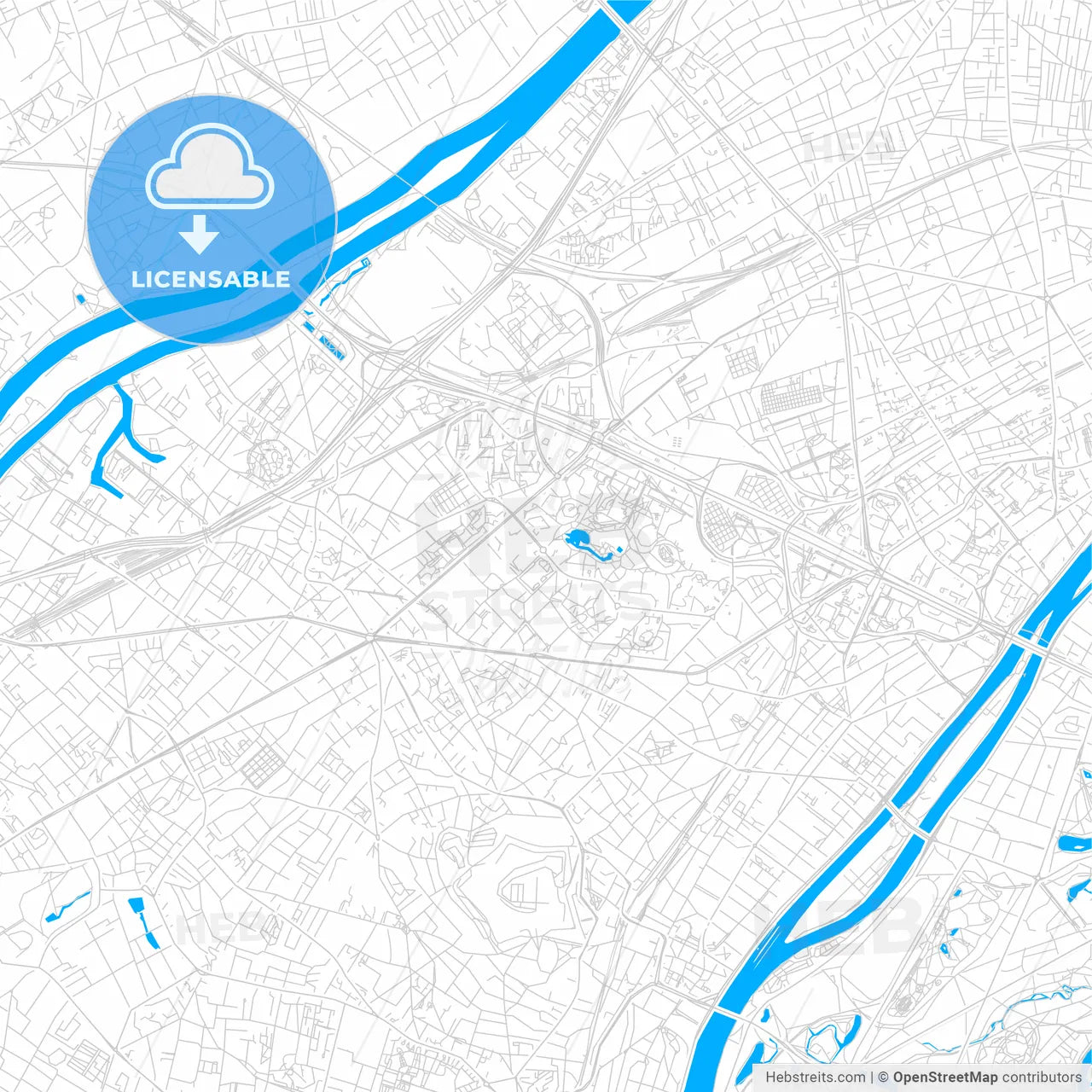 Nanterre, France bright two-toned vector map
