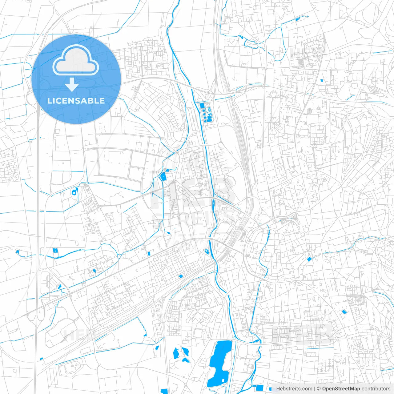 Gottingen, Germany bright two-toned vector map