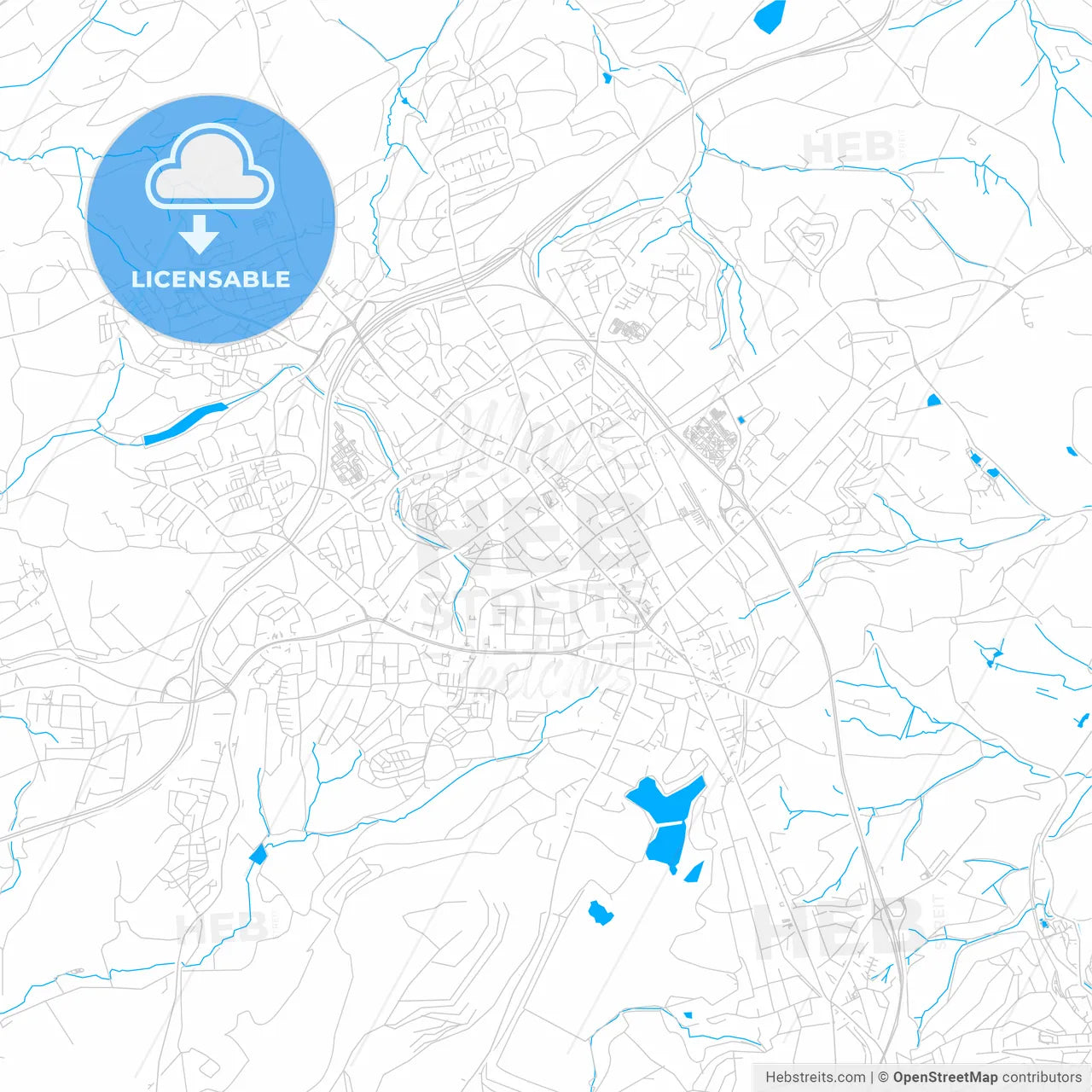 Velbert, Germany bright two-toned vector map