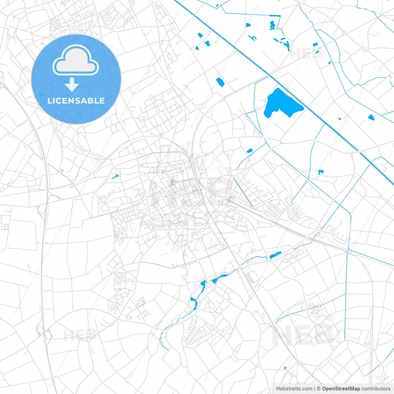 Viersen, Germany bright two-toned vector map