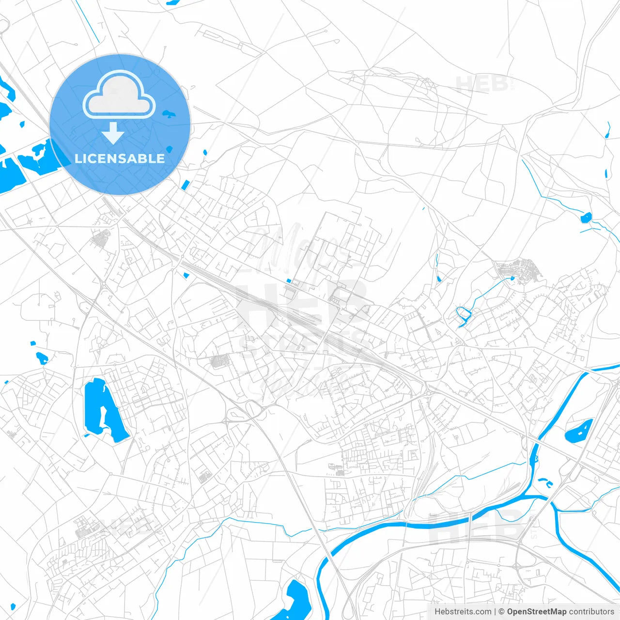 Troisdorf, Germany bright two-toned vector map