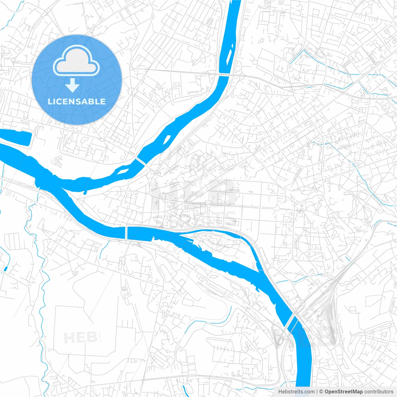 Kaunas, Lithuania bright two-toned vector map