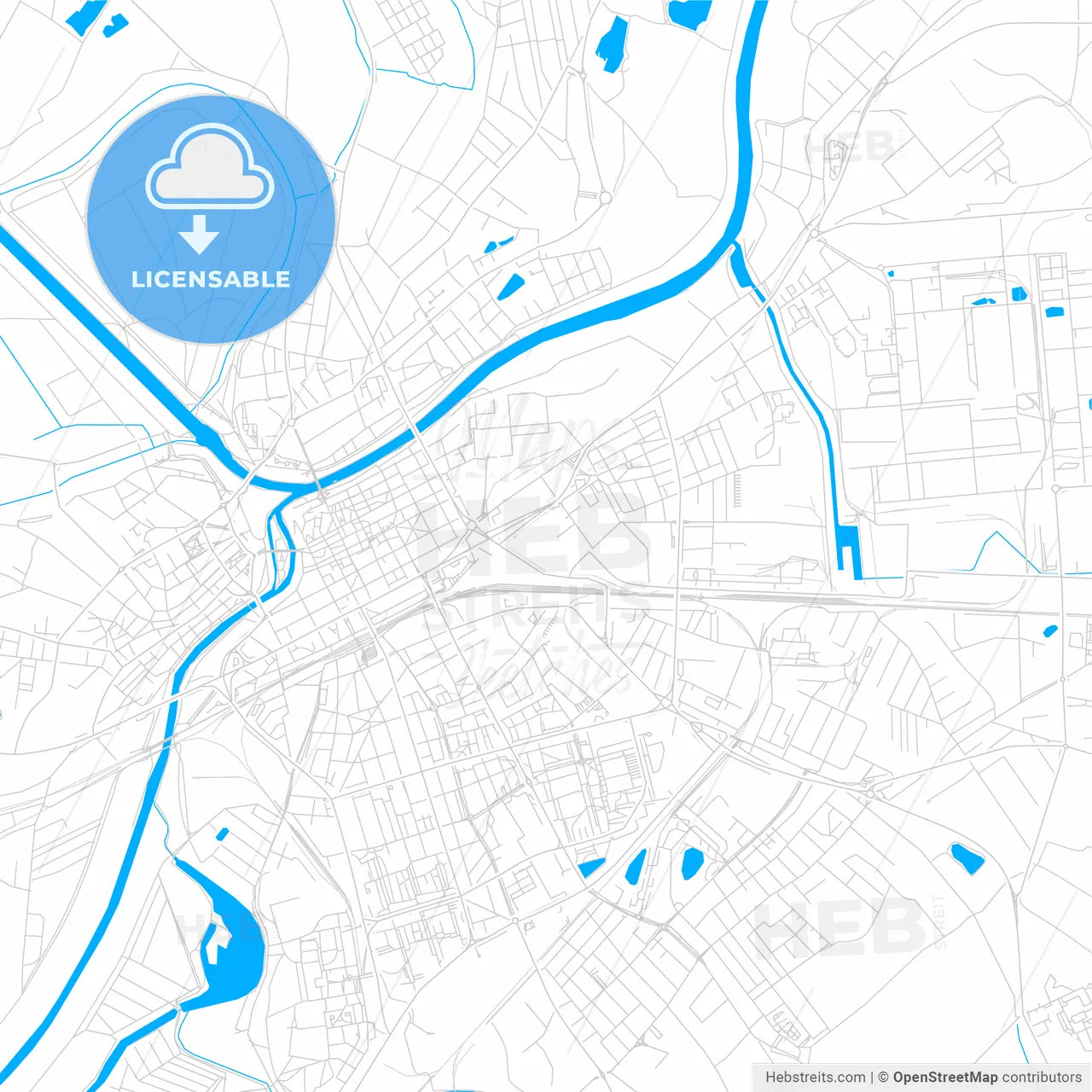 Győr, Hungary bright two-toned vector map