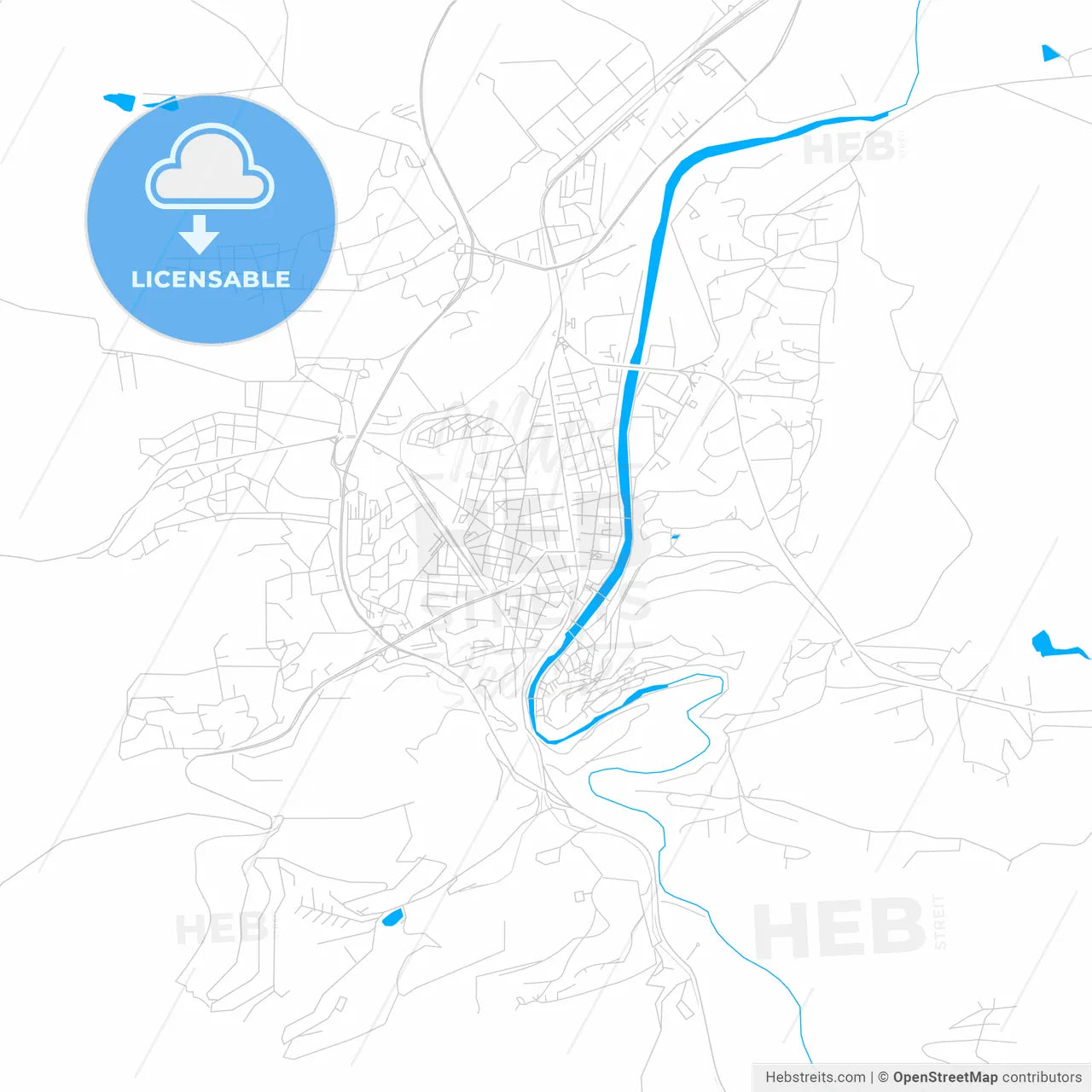 Lovech, Bulgaria bright two-toned vector map