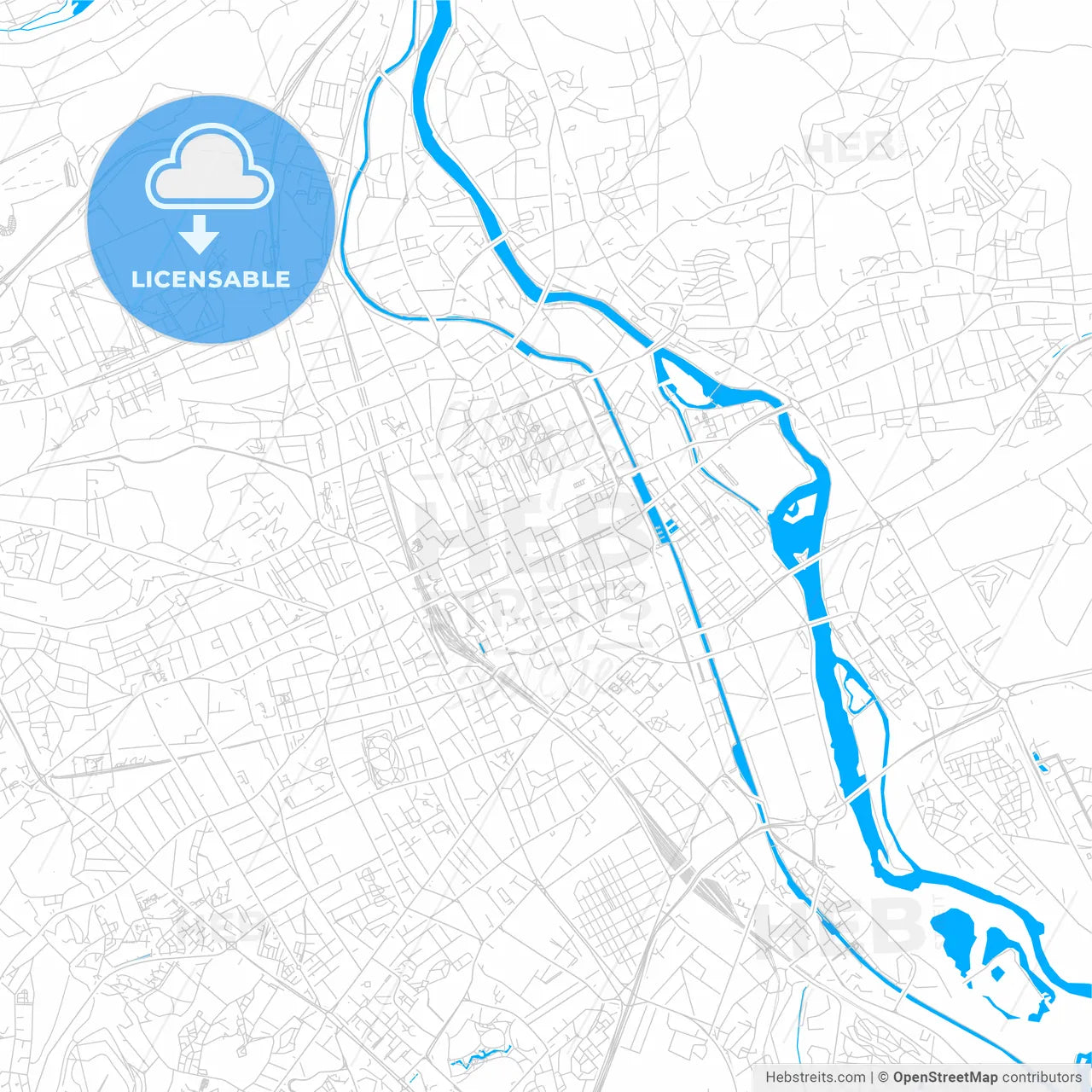 Nancy, France bright two-toned vector map