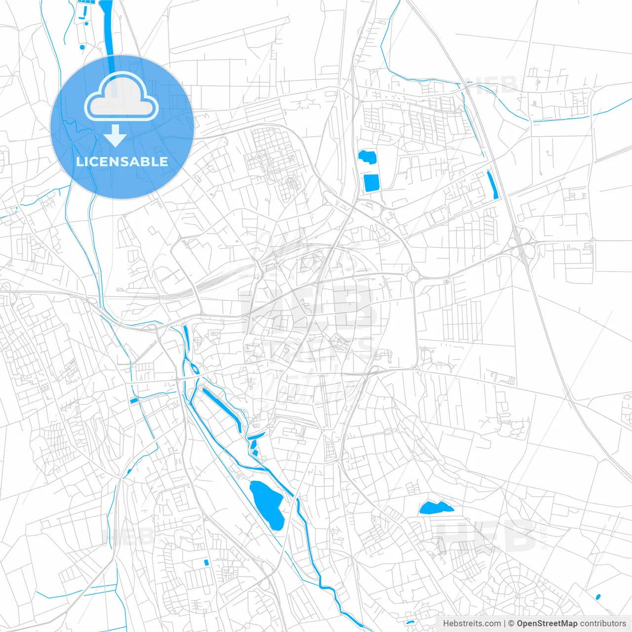 Hildesheim, Germany bright two-toned vector map