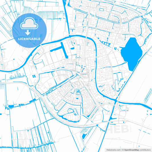 Alphen aan den Rijn, Netherlands bright two-toned vector map