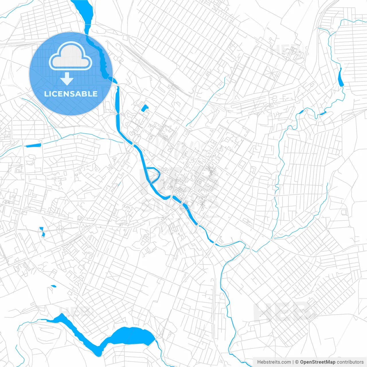 Kropyvnytskyi, Ukraine bright two-toned vector map