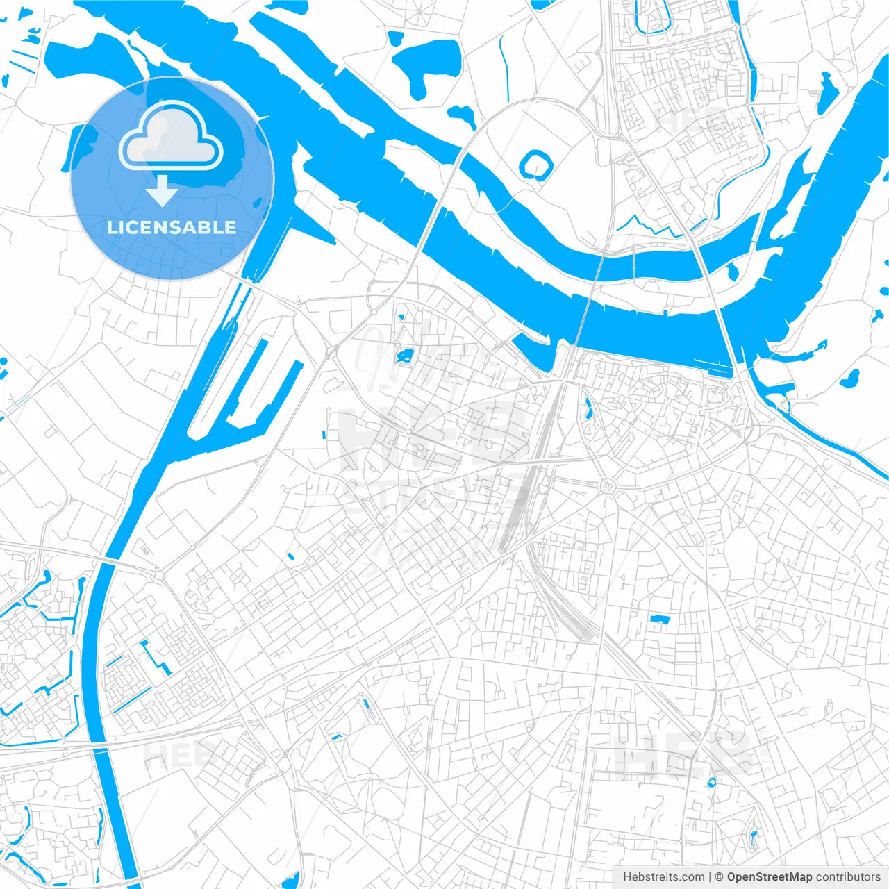 Nijmegen, Netherlands bright two-toned vector map