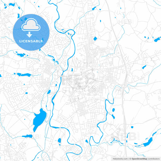 Bury, England bright two-toned vector map
