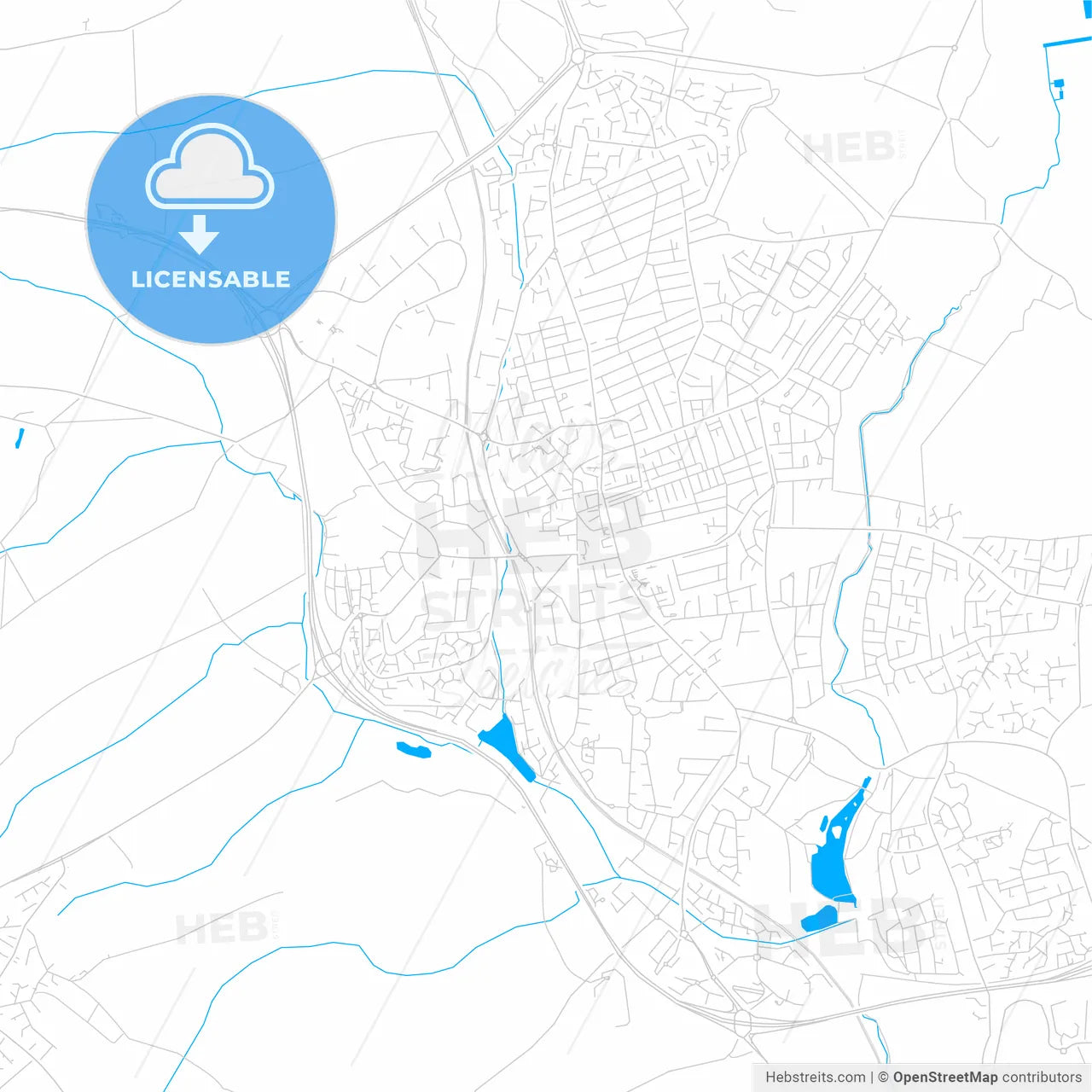 Kettering, England bright two-toned vector map
