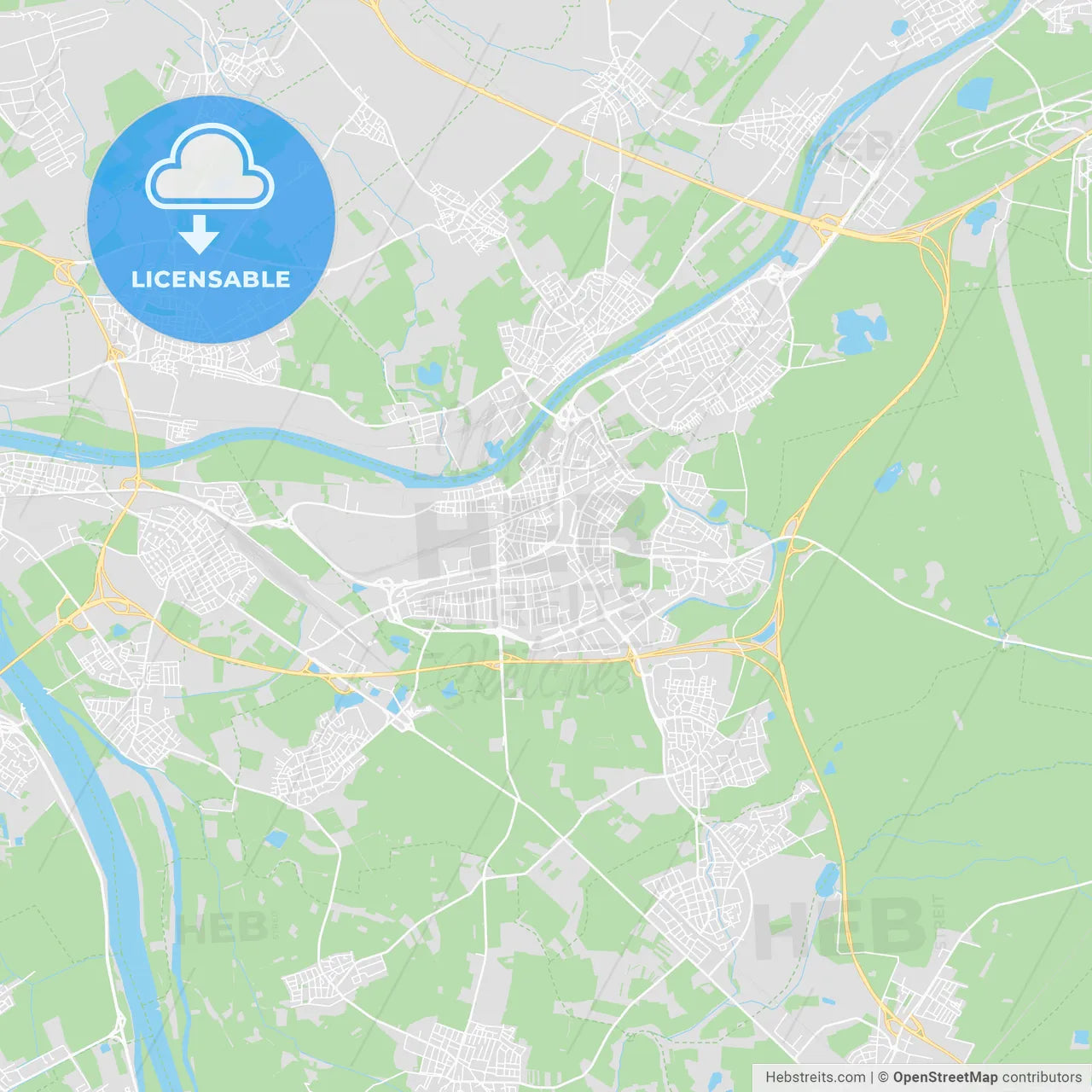 Russelsheim am Main, Germany printable street map