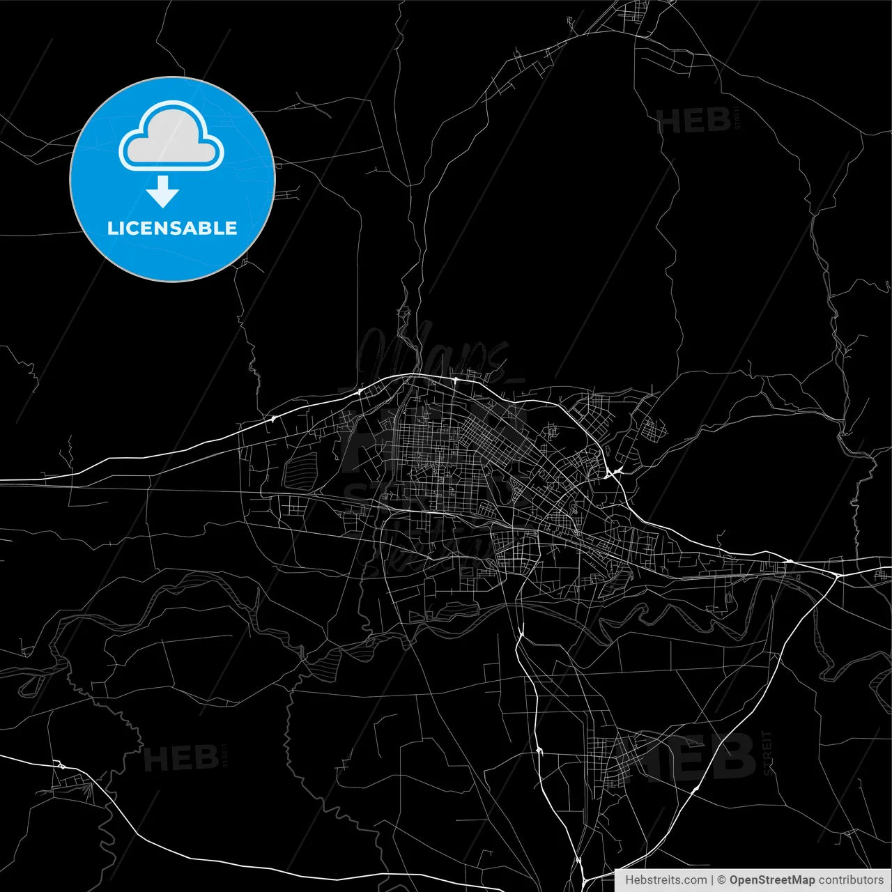 Area map of Baotou, China, Province Inner Mongolia