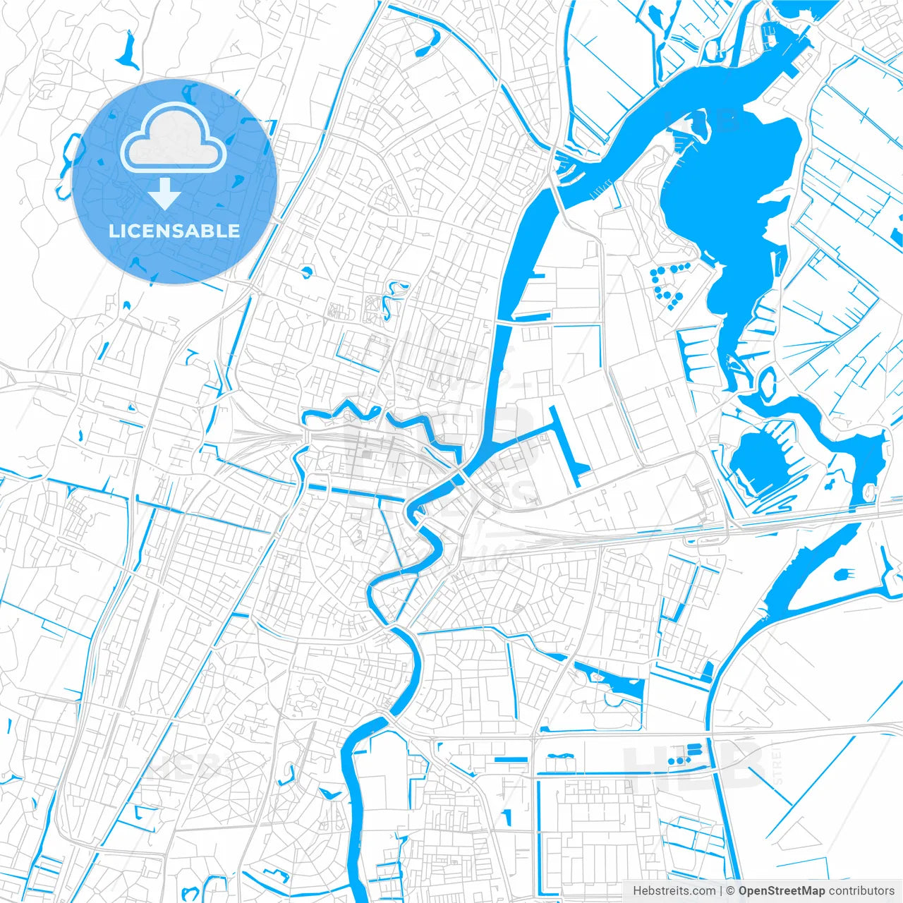 Haarlem, Netherlands bright two-toned vector map