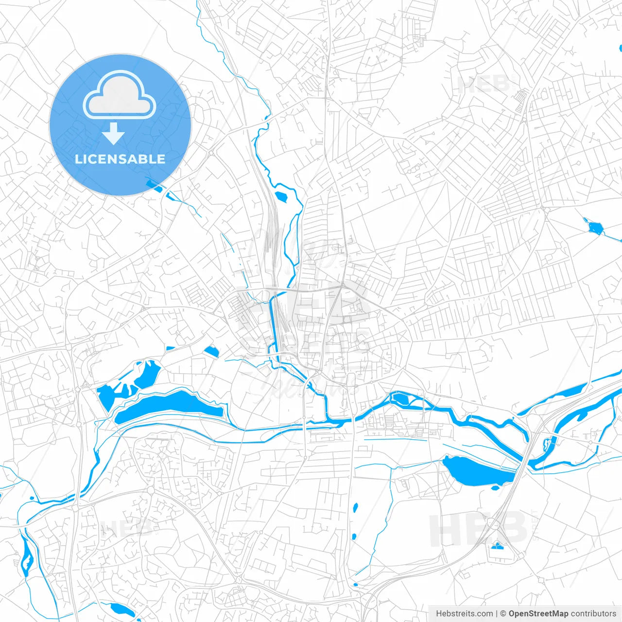 Northampton, England bright two-toned vector map