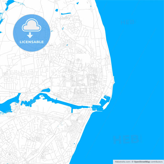 Lowestoft, England bright two-toned vector map